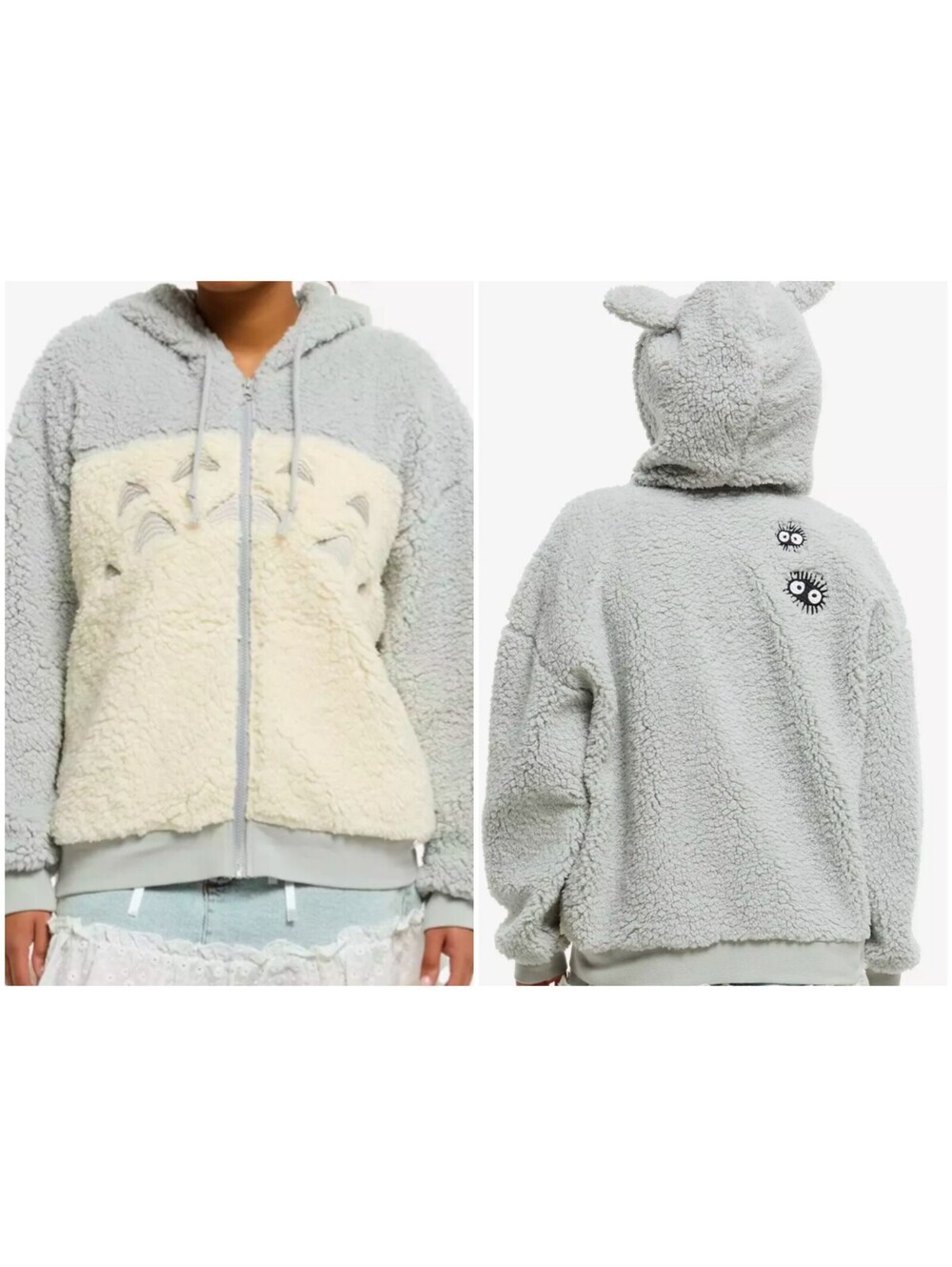 Studio Ghibli My Neighbor Totoro Sherpa Hoodie Juniors Size Large L Sprites New